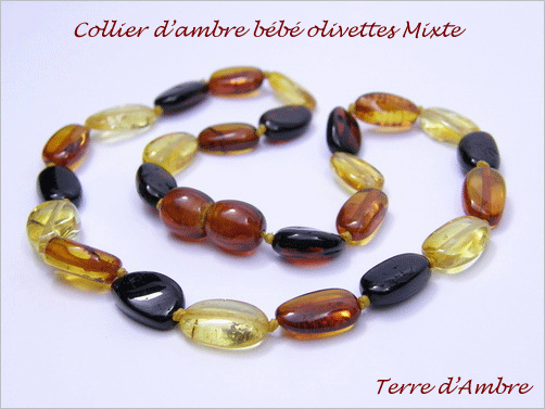 Collier d'ambre bébé olivettes mixte Collier d'ambre bébé olivettes mixte