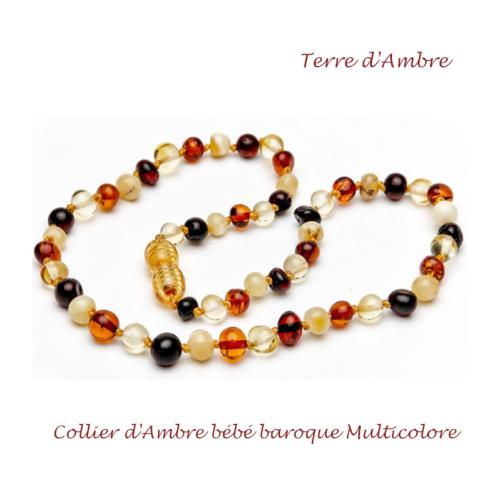 Bracelet Ambre Bébé Perles Baroques - Multicolore - Blanc – GEMIO