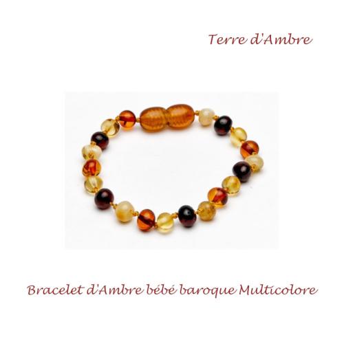 Bracelet d'Ambre Bébé baroque mixte