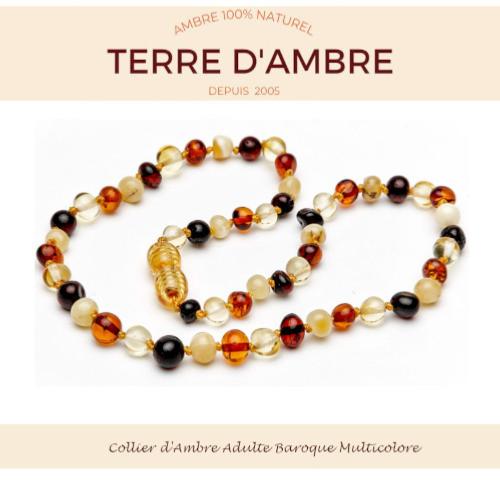 Collier d'ambre baroque mixte