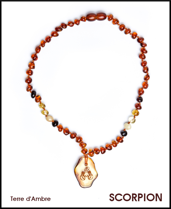 Collier d'ambre bébé baroque Zodiaque