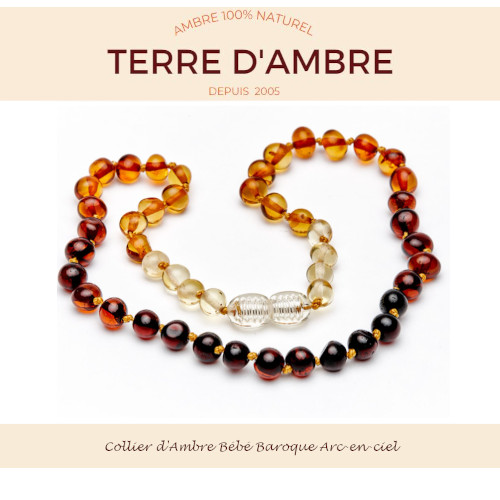Collier d'ambre bébé baroque arc-en-ciel Collier d'ambre bébé baroque arc-en-ciel