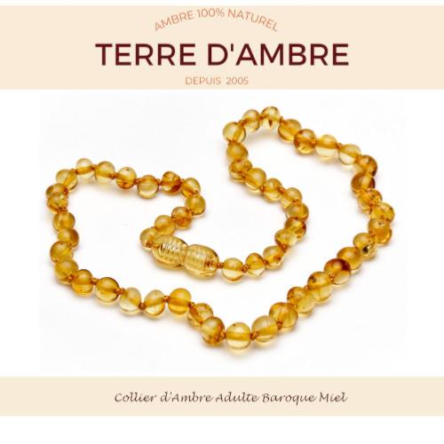 Collier d'ambre baroque miel