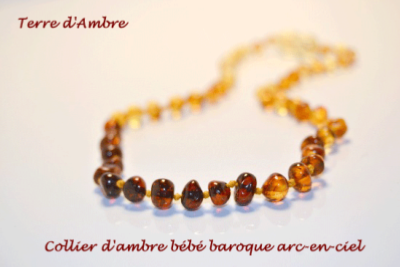 Collier d'ambre bébé baroque arc-en-ciel Collier d'ambre bébé baroque arc-en-ciel