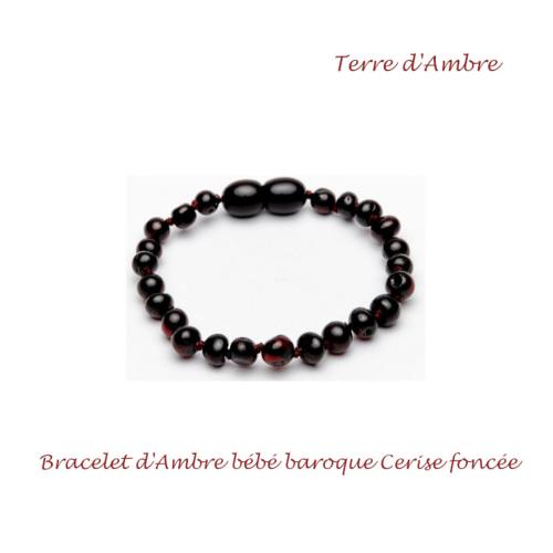 Bracelet d'ambre bébé baroque dark cherry