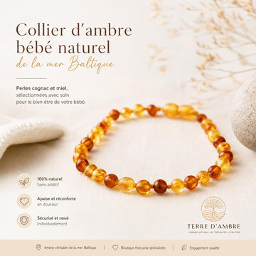 Le collier d'ambre pour bébé : un allié naturel contre les douleurs de poussée dentaire | Terre d'Ambre