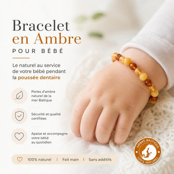 Bracelet ambre bébé : guide complet — bienfaits, sécurité et comment bien choisir | Terre d'Ambre