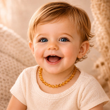 Collier d'ambre bébé baroque miel