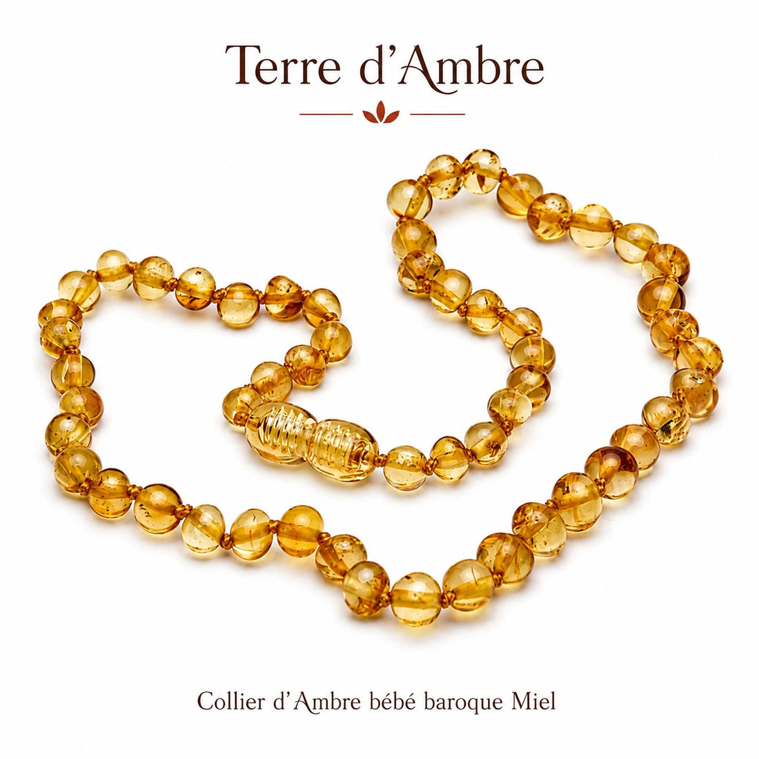 Collier d'ambre bébé baroque miel