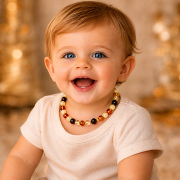 Collier d'ambre bébé baroque multicolore