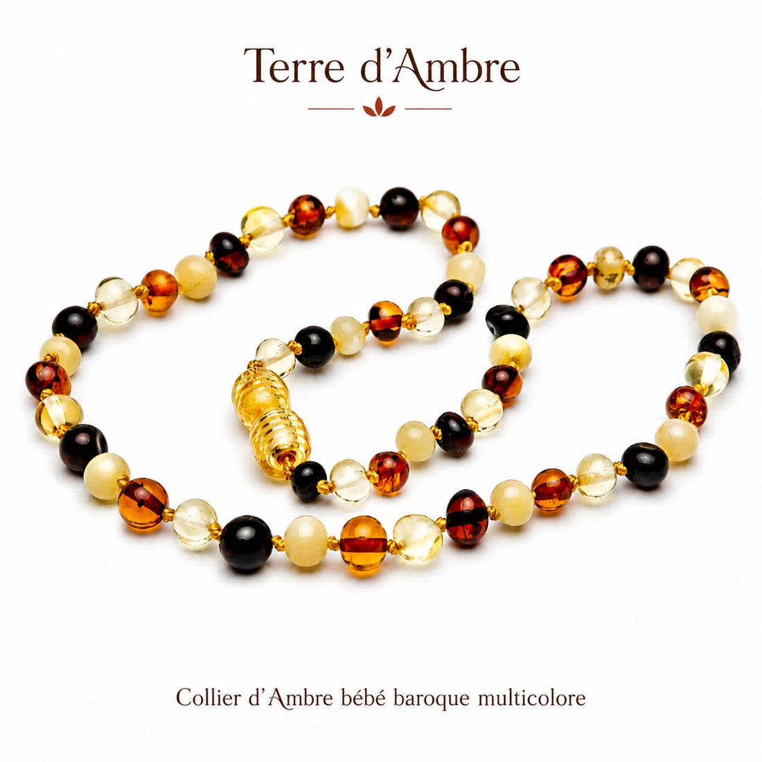 Collier d'ambre bébé baroque multicolore