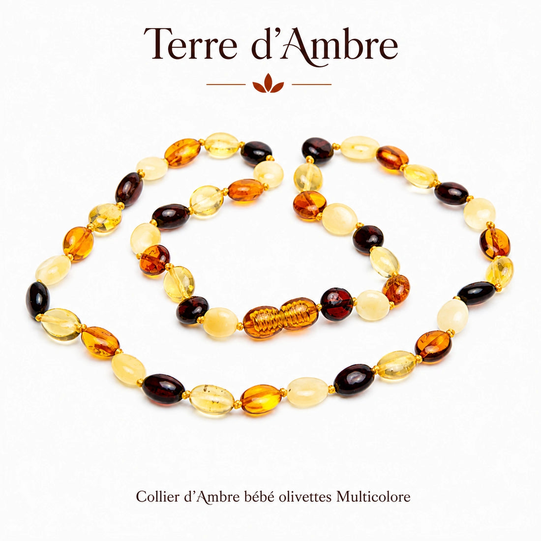 Collier d'ambre bébé olivettes multicolore