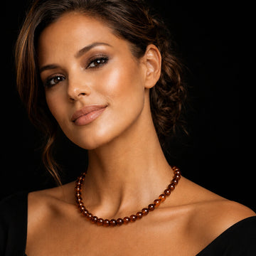 Collier d'ambre baroque cognac