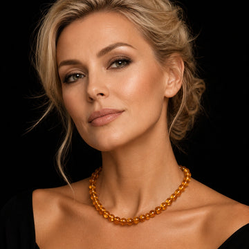 Collier d'ambre baroque miel