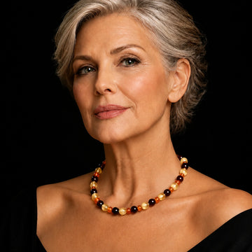 Collier d'ambre baroque multicolore