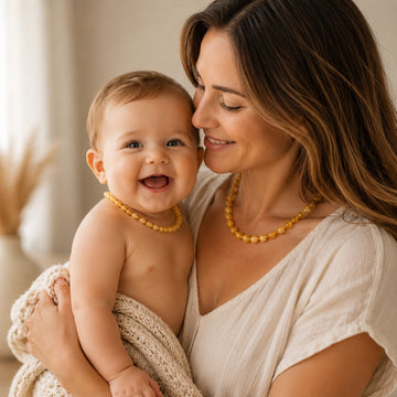 Pack collier ambre bébé & maman baroque miel