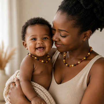 Pack collier ambre bébé & maman baroque multicolore